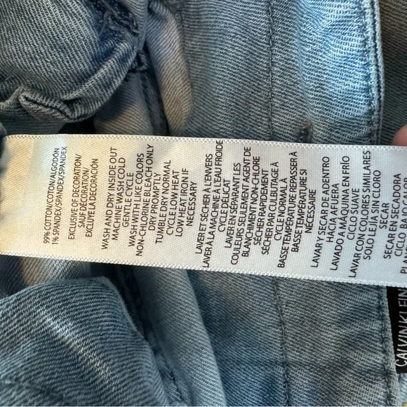 Calvin Klein High Rise Paperbag-Waist Jean Shorts - Picture 7 of 10